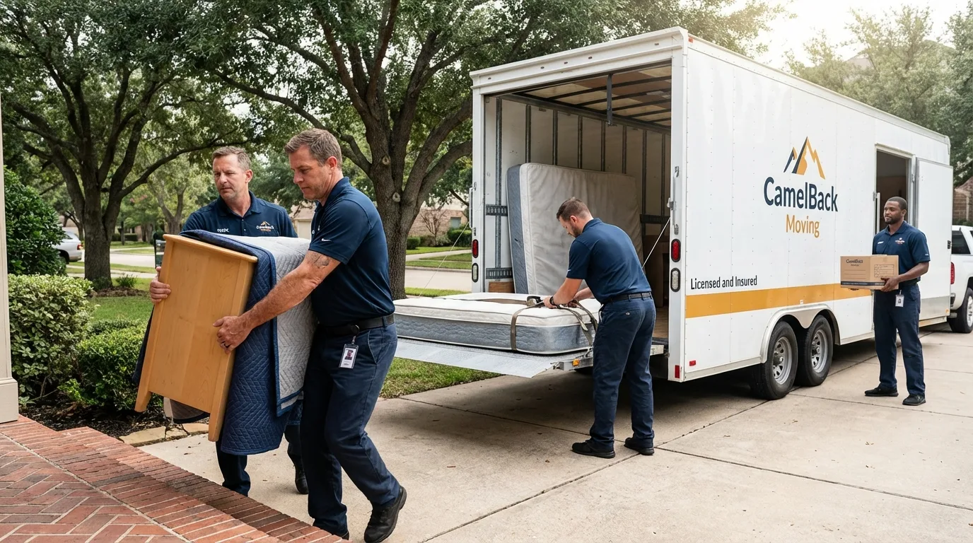 Crew loading residential truck for cross-state move from Hudsonville, MI