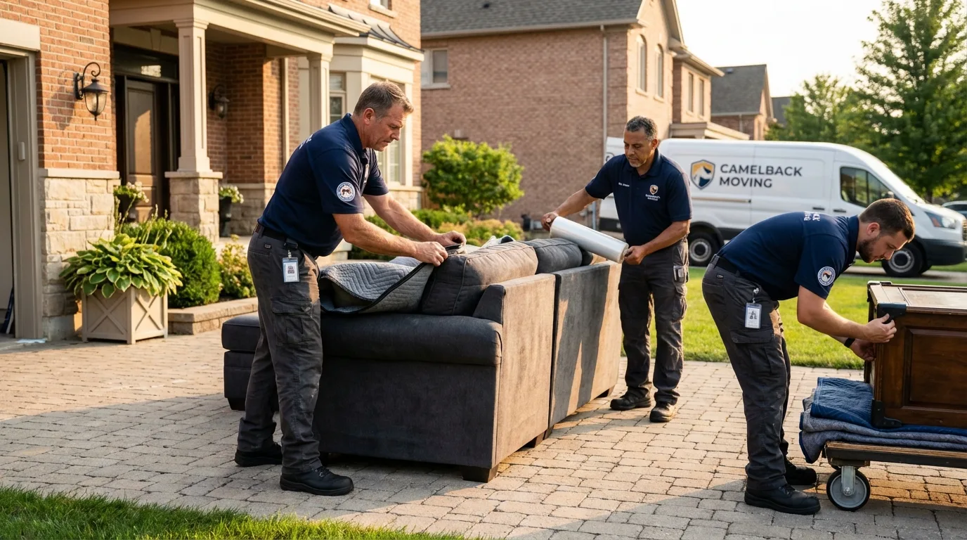 Large estate moving crew wrapping furniture in Hudsonville, MI