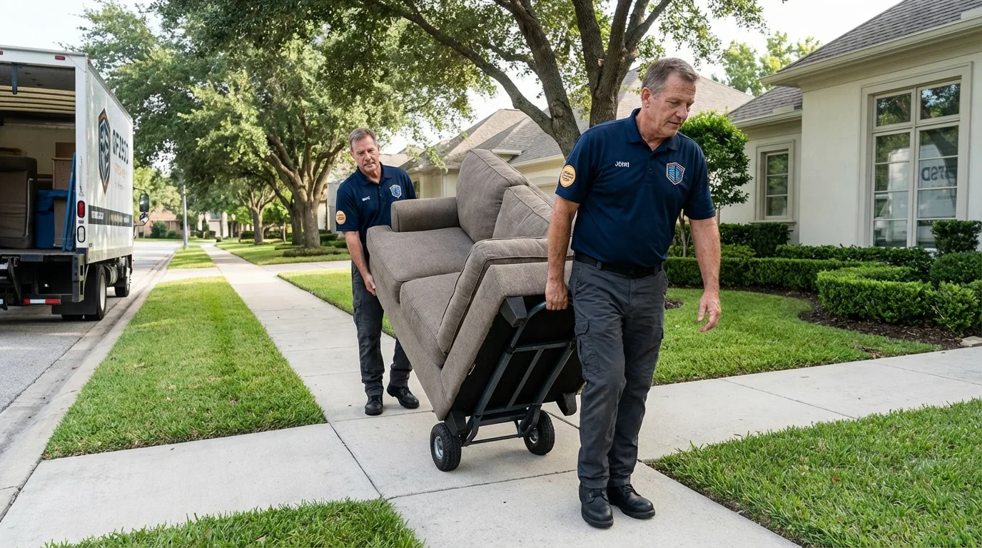 Local residential moving crew loading furniture in Hudsonville, MI